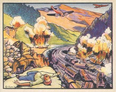 1938 Horrors of War Rebels Dump Bombs On Pass Into France #210 Non-Sports Card