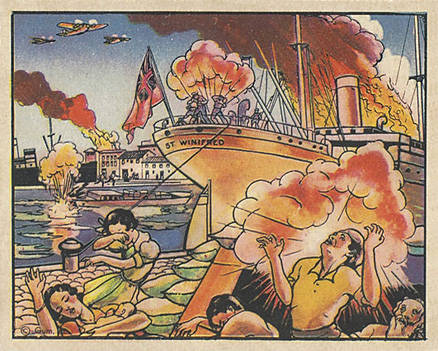 1938 Horrors of War Rebels Bomb Alicante, Firing British Ship #239 Non-Sports Card