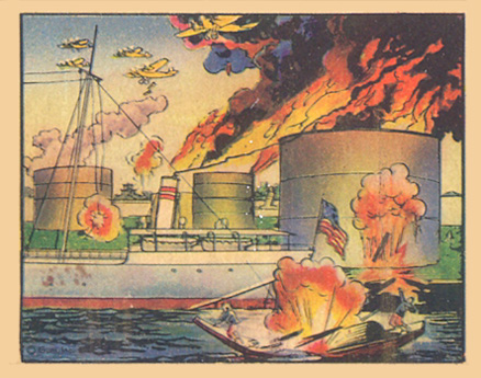 1938 Horrors of War Jap Bombers Ignite U.S. Oil Tanks #267 Non-Sports Card