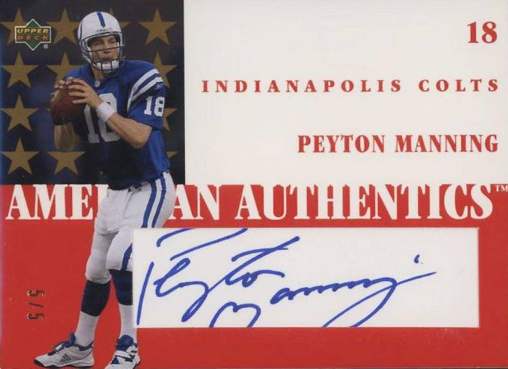 2002 Upper Deck Authentics American Authentics Peyton Manning #ST2PM Football Card