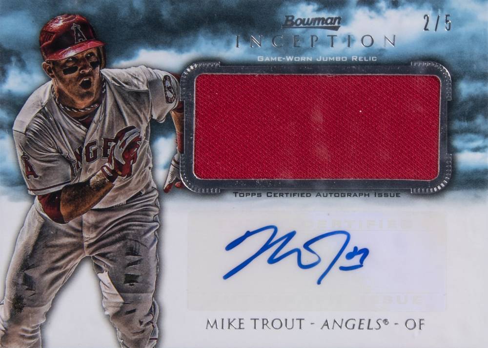 2013 Bowman Inception Autograph Jumbo Relic Mike Trout #MT Baseball Card