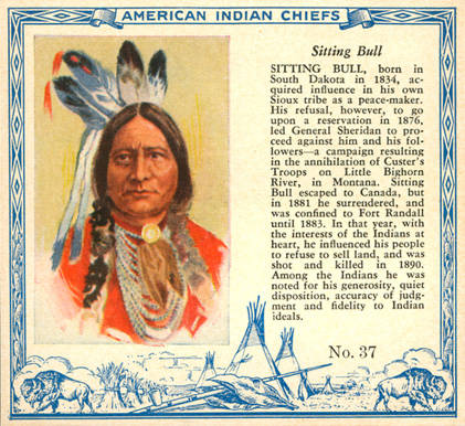 1954 Red Man Tobacco Indian Chiefs Sitting Bull #37 Non-Sports Card