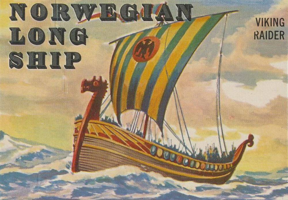 1955 Topps Rails & Sails Norwegian Long Ship #136 Non-Sports Card