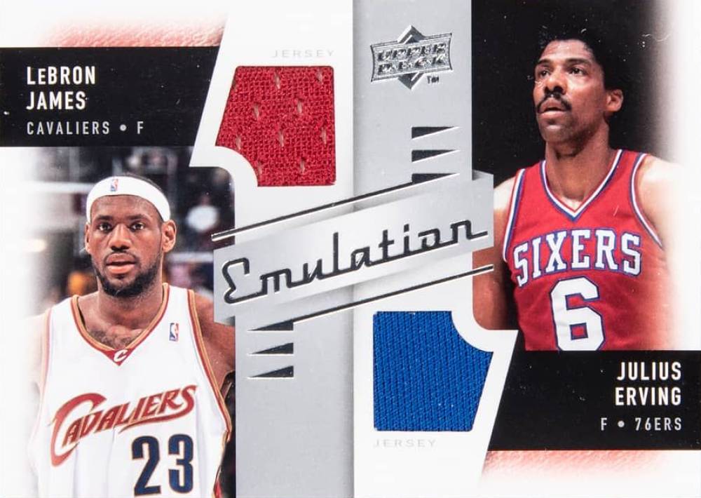 2008 Upper Deck Emulation Dual Memorabilia Julius Erving/LeBron James #E-EJ Basketball Card