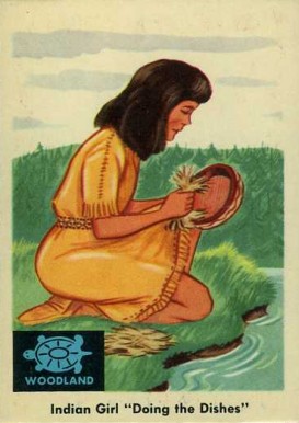 1959 Indian Trading Card Indian Girl Doing The Dishes #22 Non-Sports Card