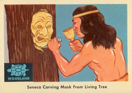 1959 Indian Trading Card Seneca Carving Mask From Living Tree #24 Non-Sports Card