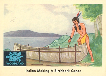 1959 Indian Trading Card Indian Making A Birchbark Canoe #25 Non-Sports Card