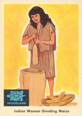 1959 Indian Trading Card Indian Woman Grinding Maize #26 Non-Sports Card
