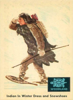 1959 Indian Trading Card Indian In Winter Dress And Snowshoes #28 Non-Sports Card