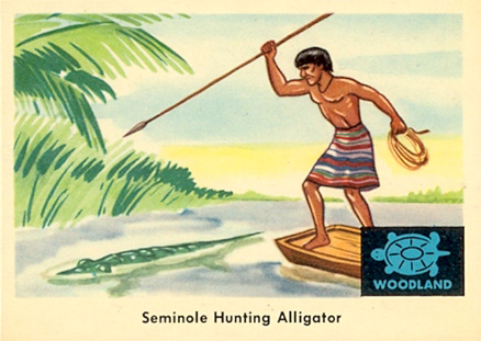 1959 Indian Trading Card Seminole Hunting Alligator #35 Non-Sports Card