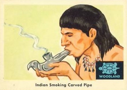 1959 Indian Trading Card Indian Smoking Carved Pipe #39 Non-Sports Card