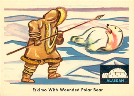1959 Indian Trading Card Eskimo With Wounded Polar Bear #75 Non-Sports Card
