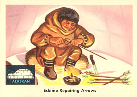 1959 Indian Trading Card Eskimo Repairing Arrows #79 Non-Sports Card