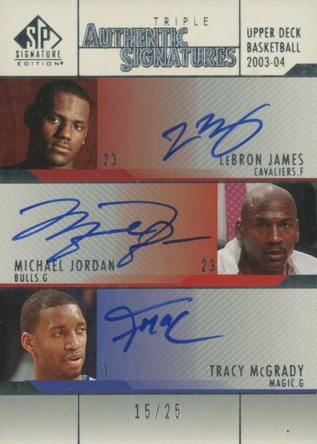 2003 SP Signature Triple Authentic Signatures James/Jordan/McGrady #A-JJM Basketball Card