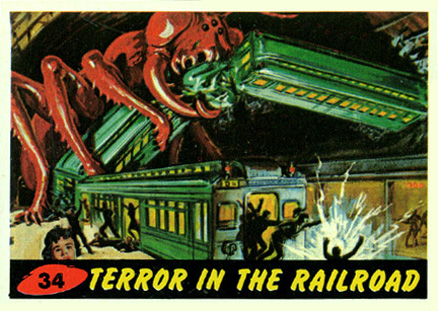 1962 Mars Attacks Terror in the Railroad #34 Non-Sports Card