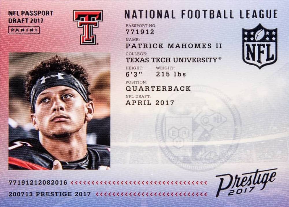 2017 Panini Prestige NFL Passport Patrick Mahomes II #5 Football Card