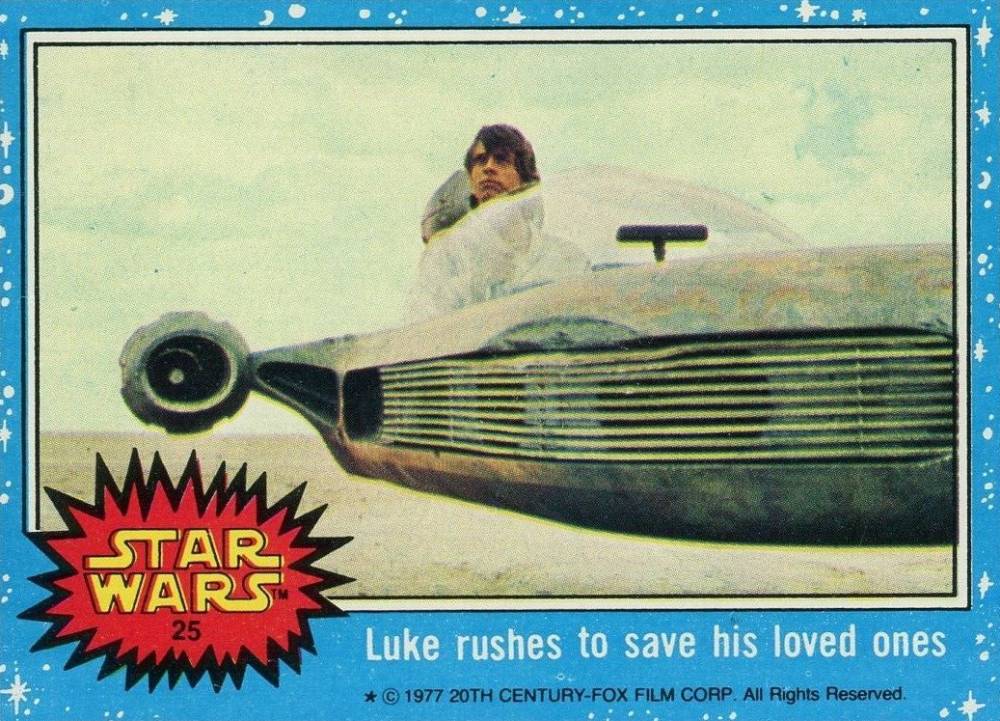 1977 Star Wars Luke rushes to save his loved ones #25 Non-Sports Card