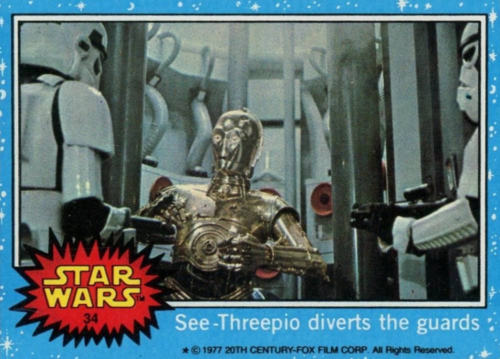 1977 Star Wars See-Threepio diverts the guards #34 Non-Sports Card