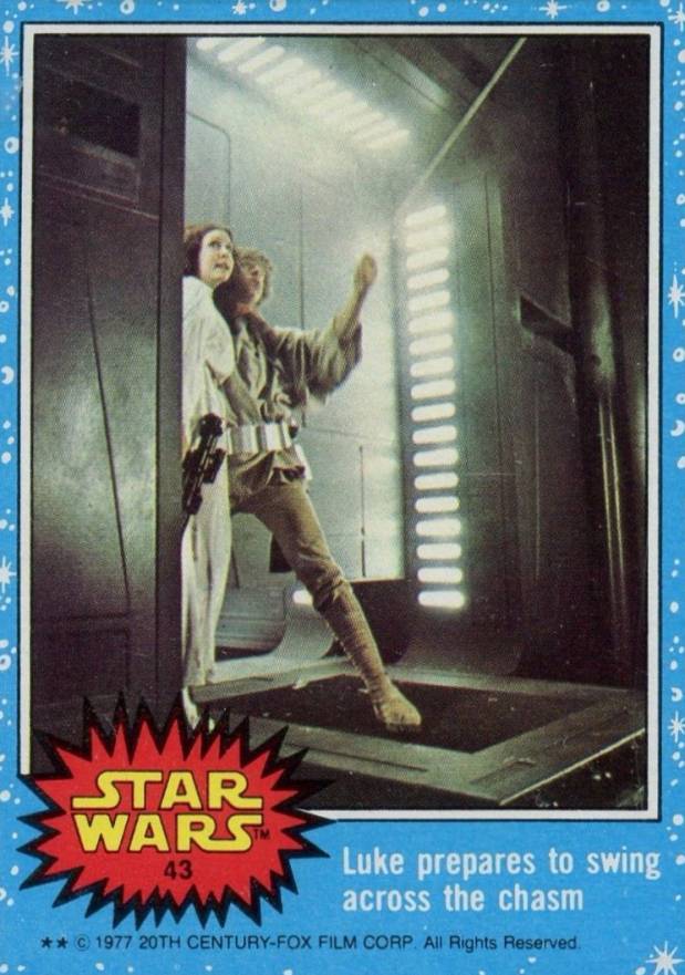 1977 Star Wars Luke prepares to swing across the chasm #43 Non-Sports Card