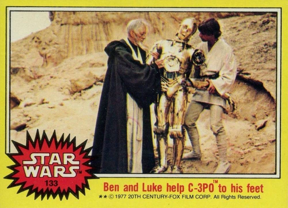 1977 Star Wars Ben and Luke help C-3PO to his feet #133 Non-Sports Card