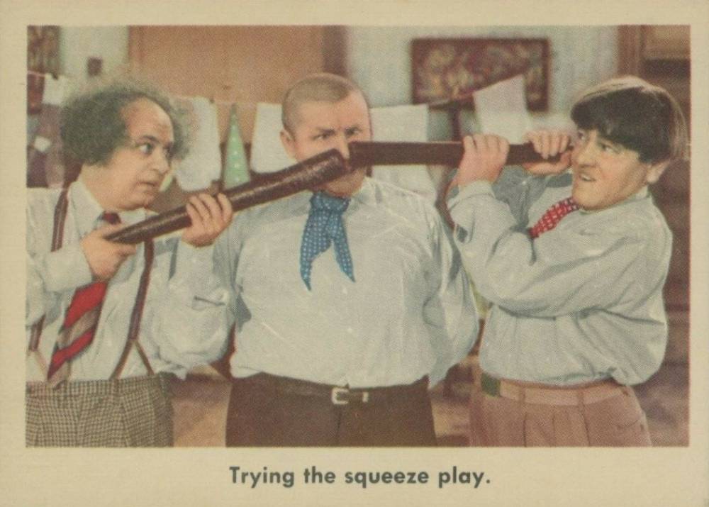 1959 The 3 Stooges Trying The Squeeze Play #96 Non-Sports Card