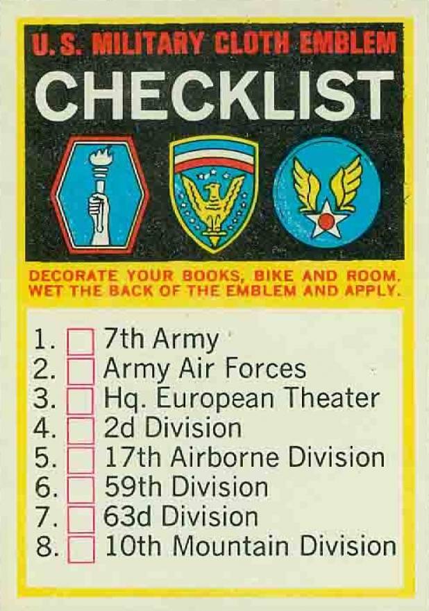 1965 Topps Battle U.S. Milatary Cloth emblem Checklist #65 Non-Sports Card