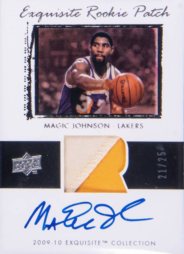 2009 UD Exquisite Collection Rookie Patch Flashback Autographs Magic Johnson #78F Basketball Card