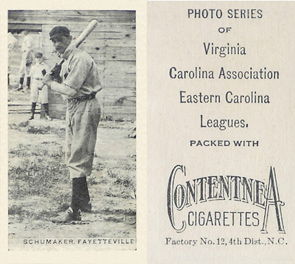 1910 Contentnea Black & White Photo Series Schumaker, Fayetteville # Baseball Card