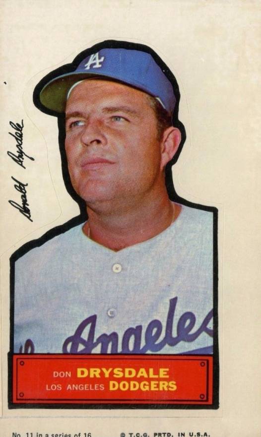 1968 Topps Action All-Star Stickers Don Drysdale # Baseball Card