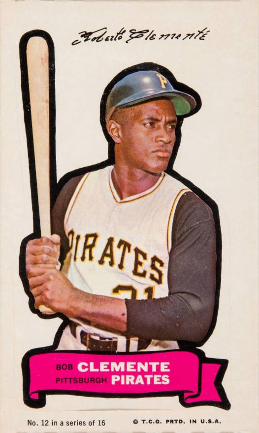 1968 Topps Action All-Star Stickers Roberto Clemente #12 Baseball Card