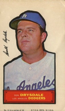 1968 Topps Action All-Star Stickers Don Drysdale # Baseball Card