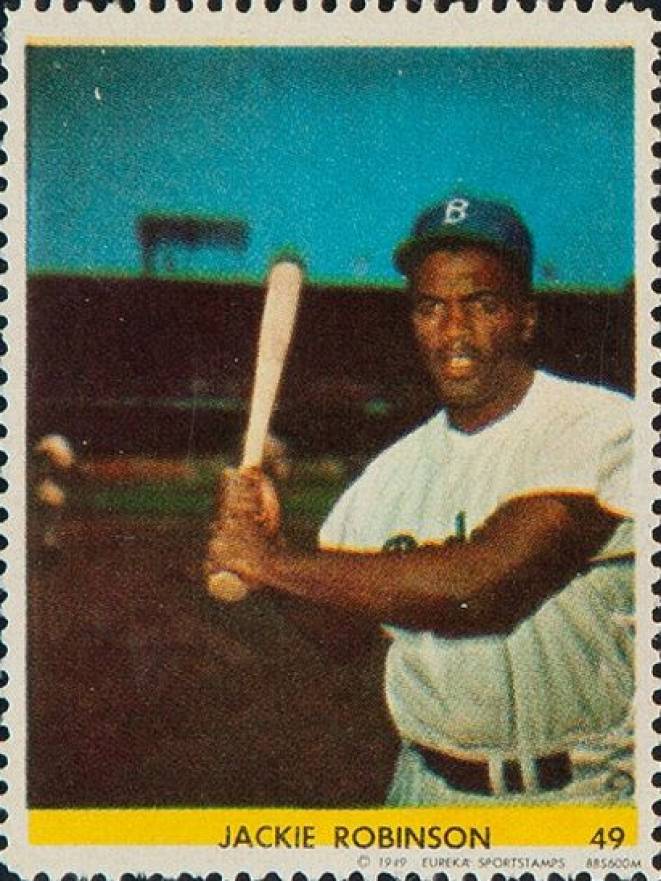 1949 Eureka Stamps Jackie Robinson #49 Baseball Card