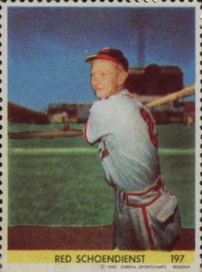 1949 Eureka Stamps Red Schoendienst #197 Baseball Card