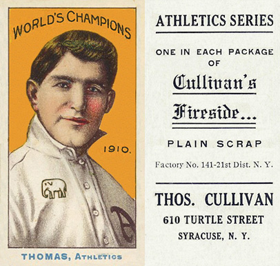 1911 Cullivan's Fireside Philadelphia A's Thomas, Athletics # Baseball Card