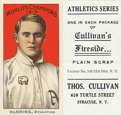1911 Cullivan's Fireside Philadelphia A's Oldring, Athletics # Baseball Card