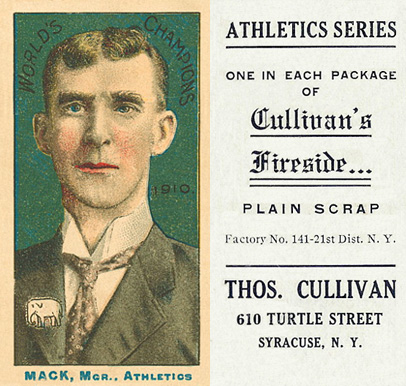 1911 Cullivan's Fireside Philadelphia A's Mack, Mgr., Athletics # Baseball Card