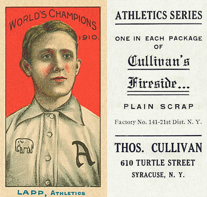 1911 Cullivan's Fireside Philadelphia A's Lapp, Athletics # Baseball Card
