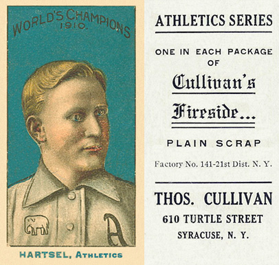 1911 Cullivan's Fireside Philadelphia A's Hartsel, Athletics # Baseball Card