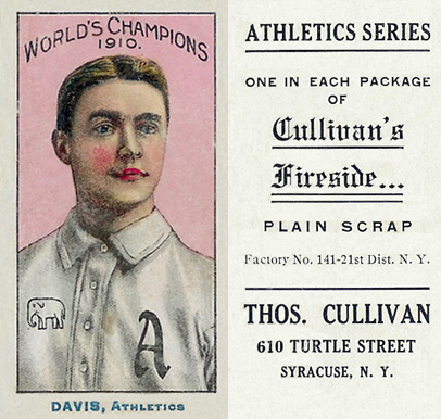 1911 Cullivan's Fireside Philadelphia A's Davis, Athletics # Baseball Card