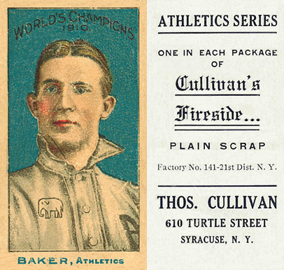 1911 Cullivan's Fireside Philadelphia A's Baker, Athletics # Baseball Card