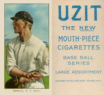 1909 White Borders UZIT Merkle, N.Y. Nat'L #331 Baseball Card
