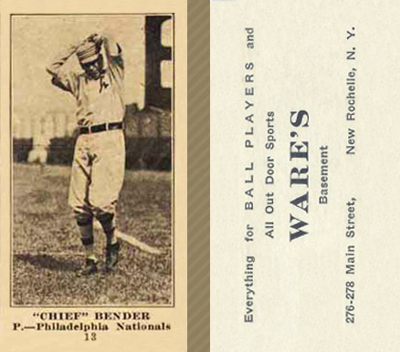 1916 Wares Chief Bender #13 Baseball Card