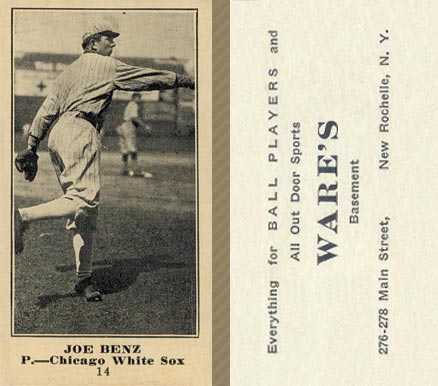 1916 Wares Joe Benz #14 Baseball Card