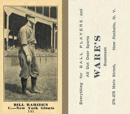 1916 Wares Bill Rariden #141 Baseball Card