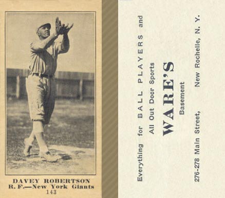 1916 Wares Davey Robertson #143 Baseball Card