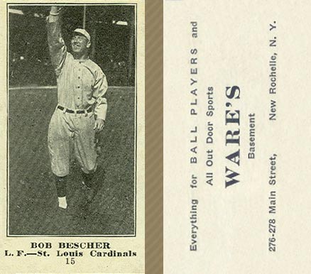 1916 Wares Bob Bescher #15 Baseball Card