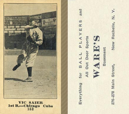 1916 Wares Vic Saier #152 Baseball Card