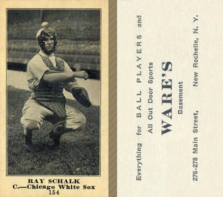 1916 Wares Ray Schalk #154 Baseball Card