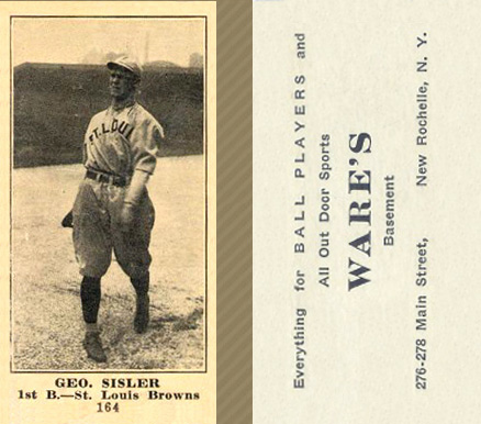 1916 Wares Geo. Sisler #164 Baseball Card