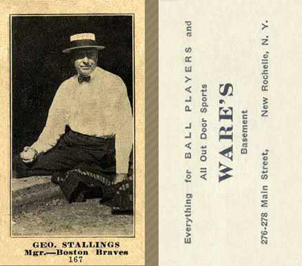 1916 Wares Geo. Stallings #167 Baseball Card